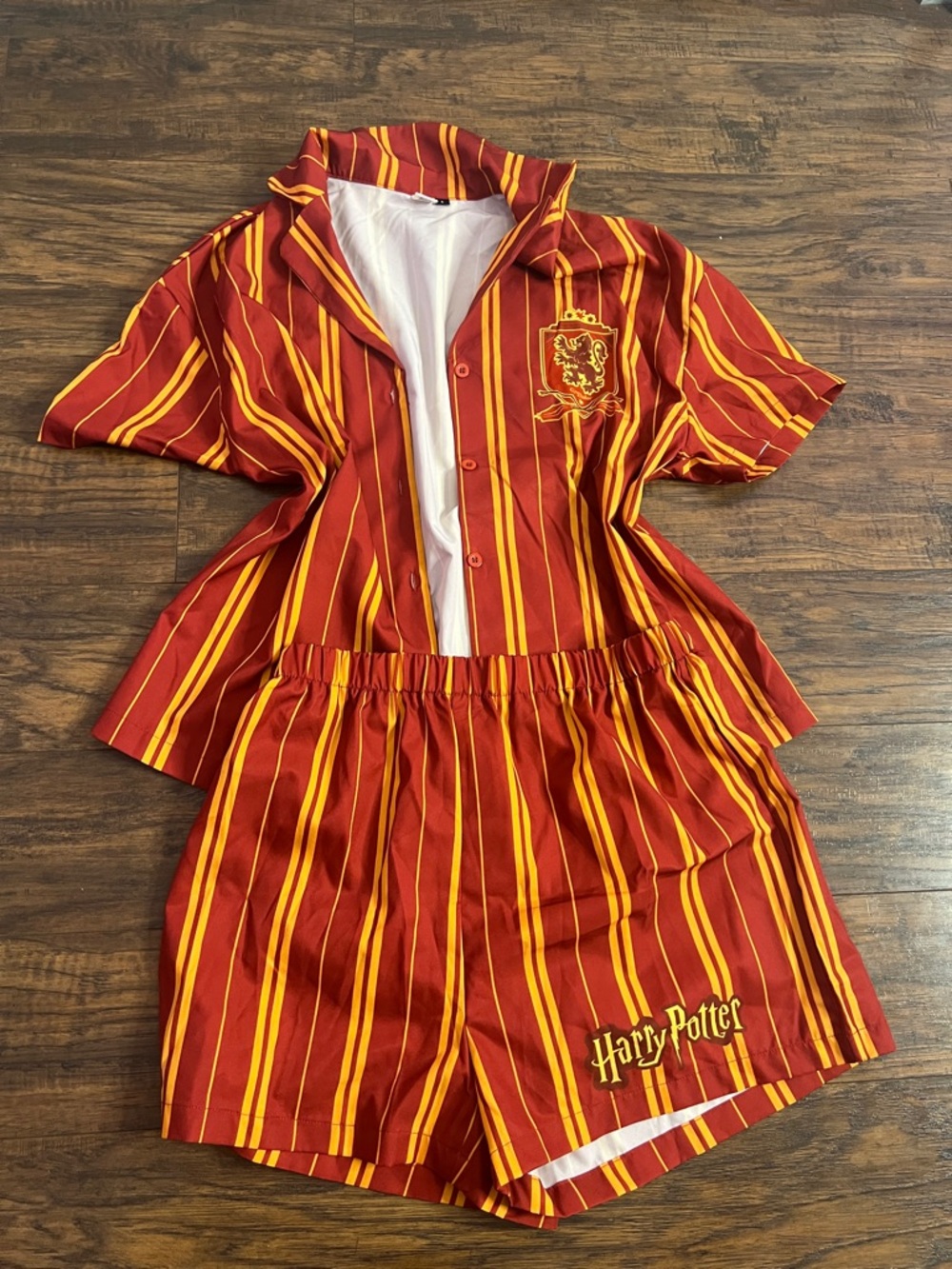 Harry Potter Gryffindor Stripe Short Pajama Set - Red & Gold